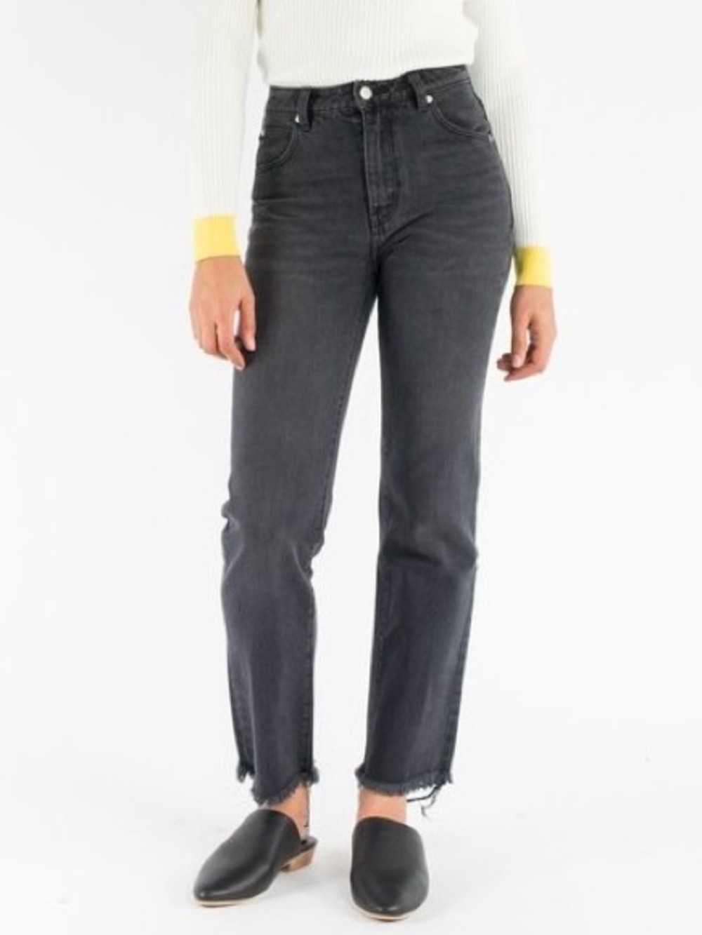 Rollas Original Straight Cropped Jean Black Stone Size 31